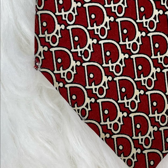 Dior necktie red trotter monogram logo 100% silk - Picture 4 of 8